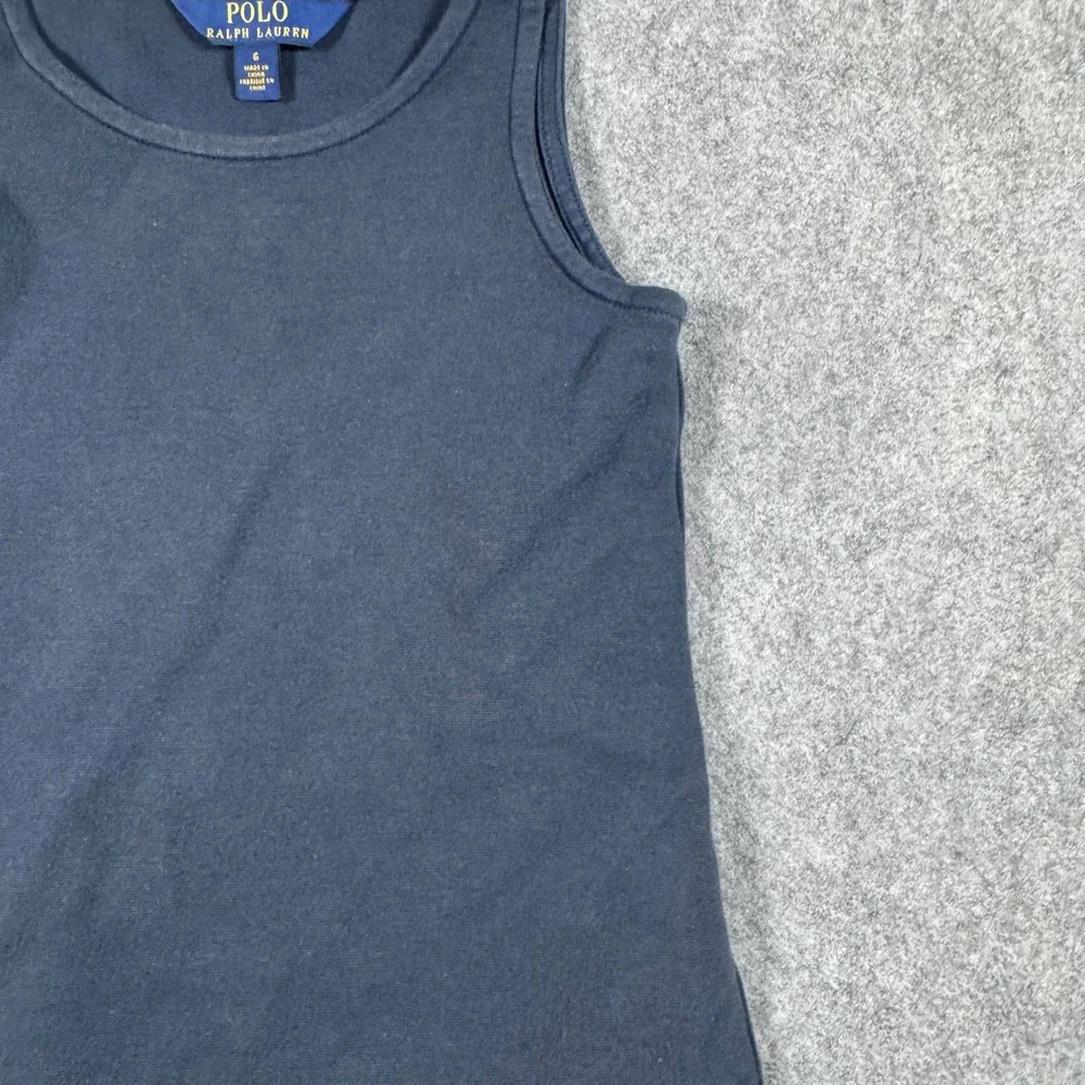 Polo Ralph Lauren Dress Girls 6 Navy Blue Drop Waist Peplum Sleeveless Jersey